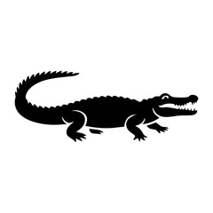 Obraz premium Black Crocodile Animal Outline Illustration.