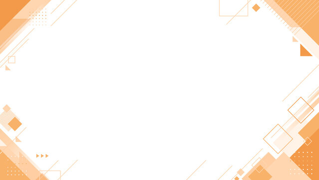 Abstract orange geometric frame background with diagonal lines and square elements, modern transparent PNG with copy space