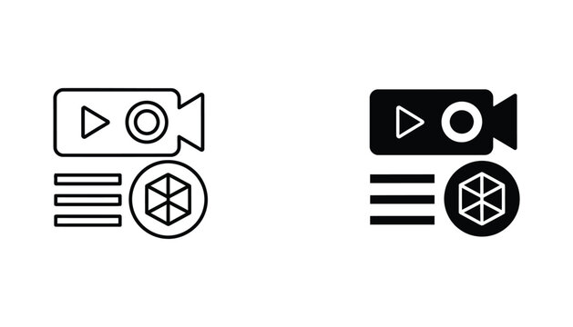 Video recording and 3D modeling icon set for content creation and software interface design