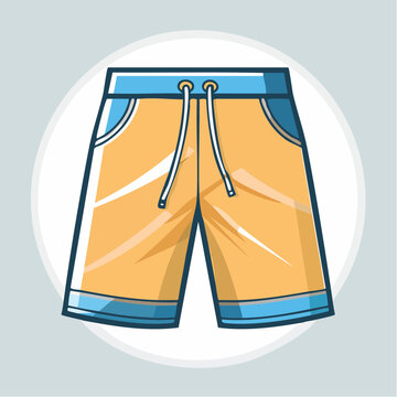 Illustration of Yellow Shorts with Blue Accents