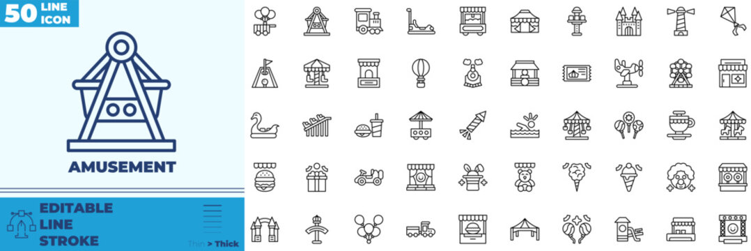 Amusement Line Editable Icons set