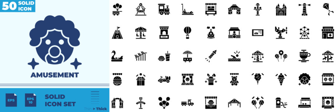 Amusement Solid Editable Icons set