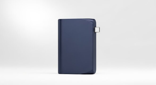 Dark blue leather passport holder with silver clasp