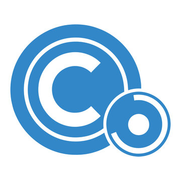 Blue copyright symbol logo design with white outline and circular shapes icon