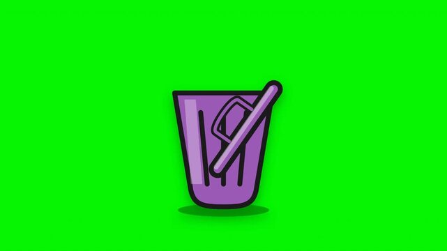 Purple Trash Can Icon for UI Design on Green Screen 4k
