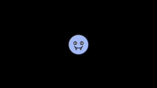Animated smiling faces icons on black background motion graphics blue circles with eyes and mouth