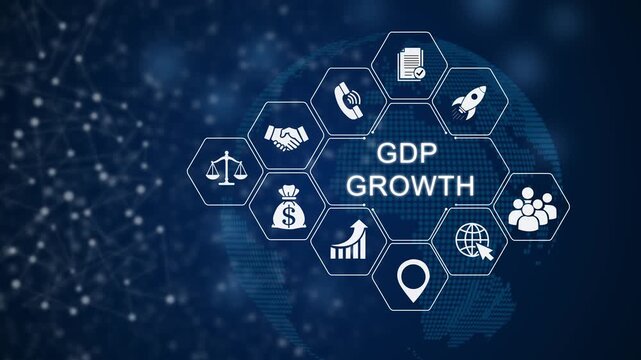 Gdp growth economic recovery progress chart animation loop financial growth business growth