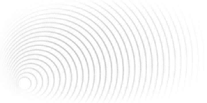 Abstract monochrome halftone circular pattern with concentric ripple waves radiating from the center on a light background.