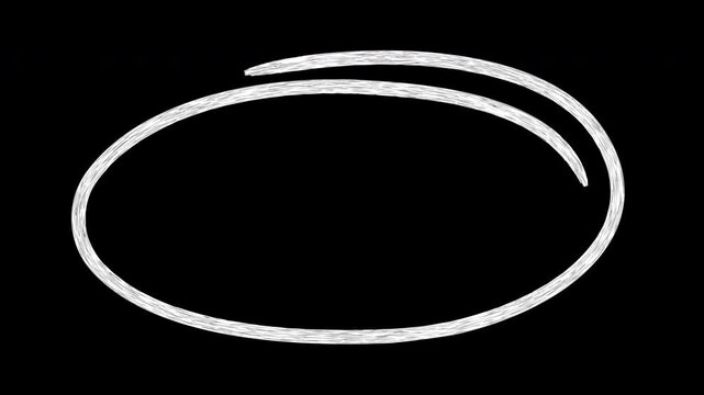 Hand-drawn white chalk circle animation on black background, for emphasis and annotation