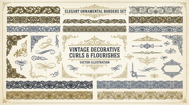 Vintage Decorative Curls and Flourishes Set.
