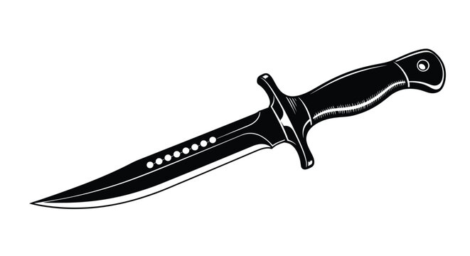 Vintage combat knife illustration a detailed black and white sketch