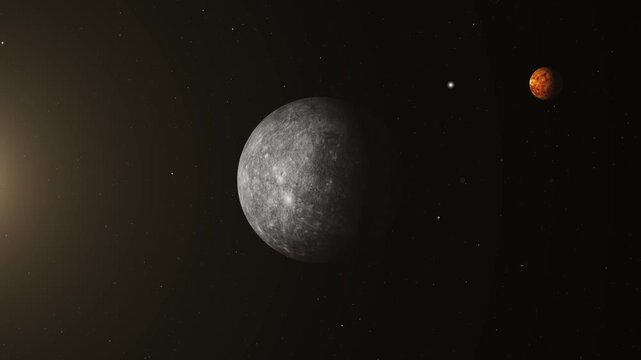 Cinematic View of merkurius dan venus in the space