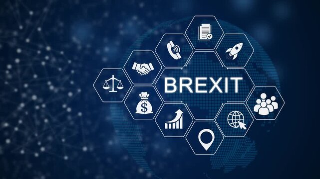 Brexit global impact concept animation with symbols text brexit impact brexit animation brexit global effects