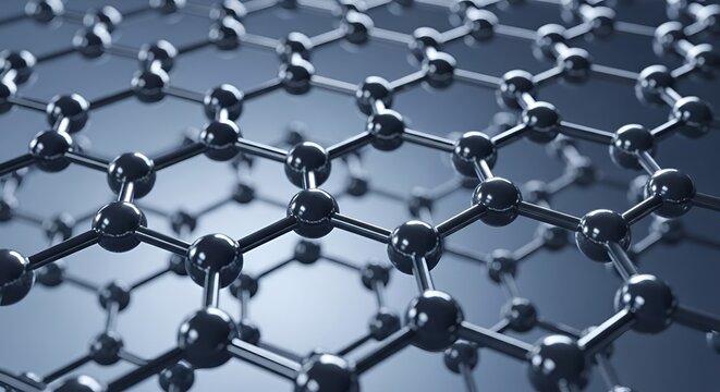 Graphene Molecular Structure 3D Render Close-up Macro View of Nanomaterial Lattice for Science and Technology Concepts
