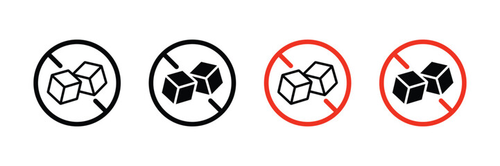 No sugar icon. Sugar free icon set. Zero, no sugar icons set. Diabetic diet concept © Hunter Leader