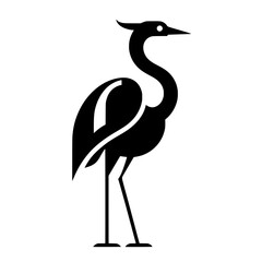 Fototapeta premium vector illustration of an elegant standing heron, featuring a flat design style with bold black lines