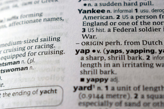 Detail Of English Dictionary Page And Word Pronunciation Of - yap
