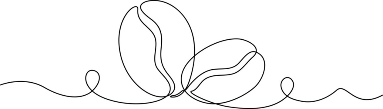 Continuous line drawing coffee beans, minimalist coffee illustration, vector coffee art, single line design