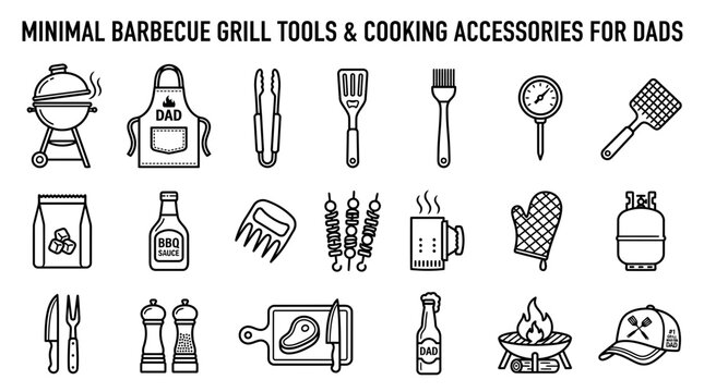 Minimal Barbecue Grill Tools and Cooking Accessories for Dads