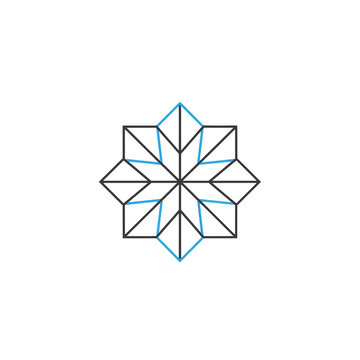 Abstract geometric eight pointed star symbol on white background