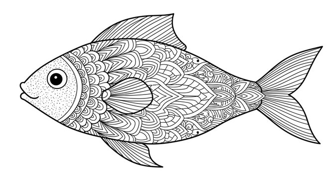 Decorative fish profile with intricate mandala patterns.