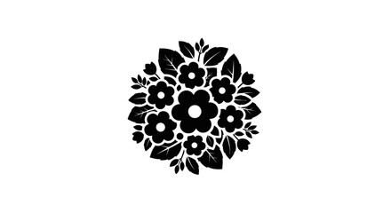 Flowers arranged in a circular cluster create a decorative botanical motif for various design applications. © NGLARANGAN