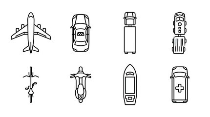 Transportation and vehicle icons set from top view perspective © YulliaArt