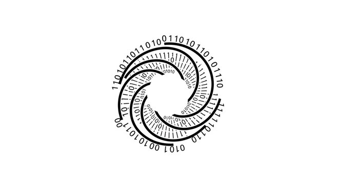 Abstract Spiral Vortex of Binary Code Data Stream