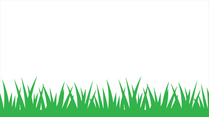Fototapeta premium Seamless Green Grass Border Vector Graphic with Isolated White Background.