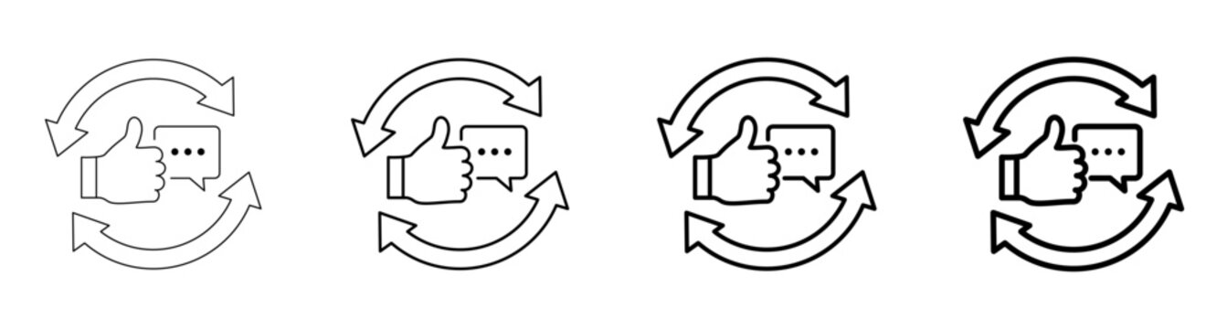 Feedback Loop and Continuous Improvement Line Art Icon Vector Illustration Editable