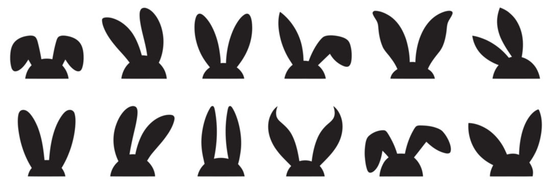 Cute Easter bunny ears vector icon set, holiday celebration symbols, playful rabbit ears collection, spring festive decoration illustration