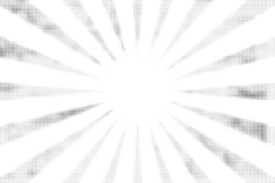 Grayscale Halftone Radial Burst Pattern Isolated on Transparent Background