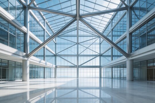 Modern glass building interior
