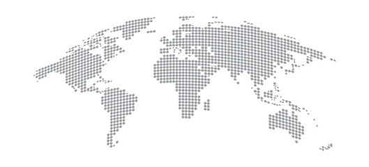 World map globe vector, stylized earth illustration with pixel halftone texture and dotted pattern, global communication and travel concept design on transparent background. © Ayat 04