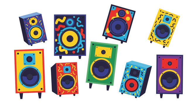 Colorful Retro Speaker Collection, Vintage Audio Equipment