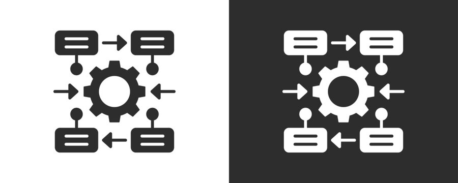 Process Mapping Icon Set Vector Collection Isolated In Black And White