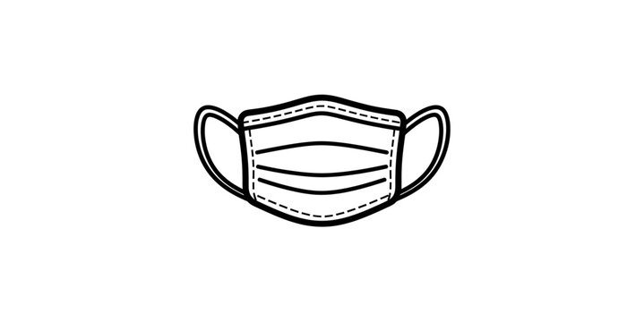 Disposable Face Mask Outline Vector Icon