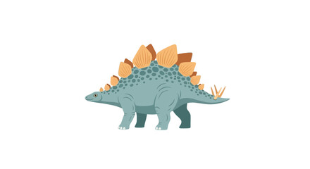 Cute Stegosaurus Dinosaur Illustration, Cartoon Style, Isolated on White Background © kinan