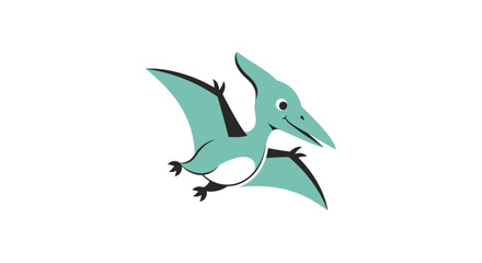 Cute Cartoon Pterodactyl Flying Isolated on White Background, Vector Illustration © kinan