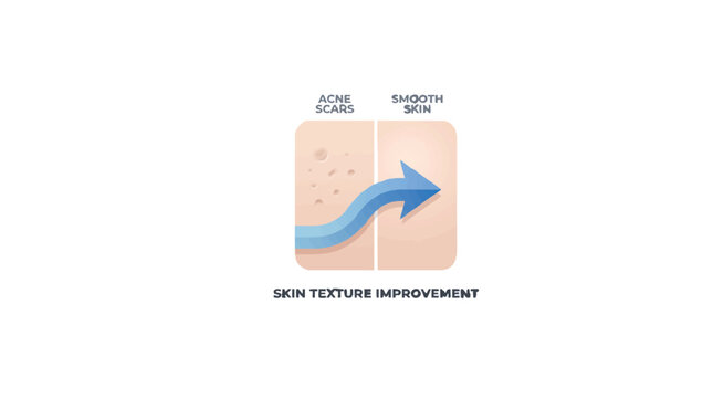 Skin Texture Improvement Illustration Showing Acne Scars Before and Smooth Skin After