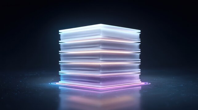 Abstract layered structure with glowing light