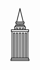 Obraz premium Iconic Skyscraper Building Illustration with Vertical Lines and Pointed Roof