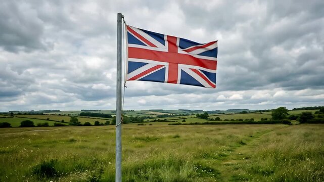 4K Seamless Loop Union Jack Flag Waving Realistic UK Flag Animation Background
