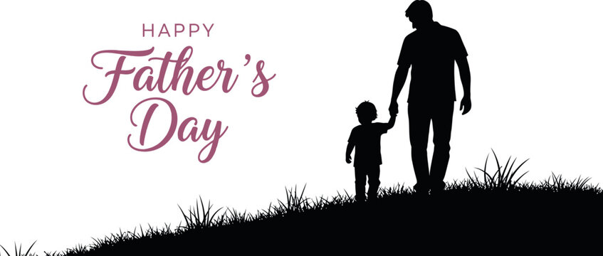 Happy father's day silhouette of a man and child