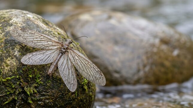 Dobsonfly with wings spread
