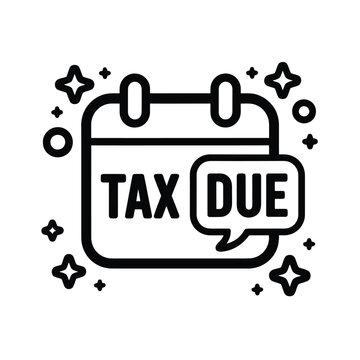 Tax due calendar date reminder icon with flat color style, deadline