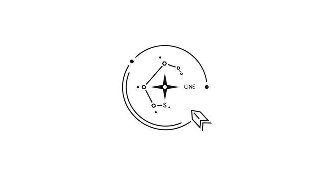 Abstract compass rose with star and navigation arrow on white background