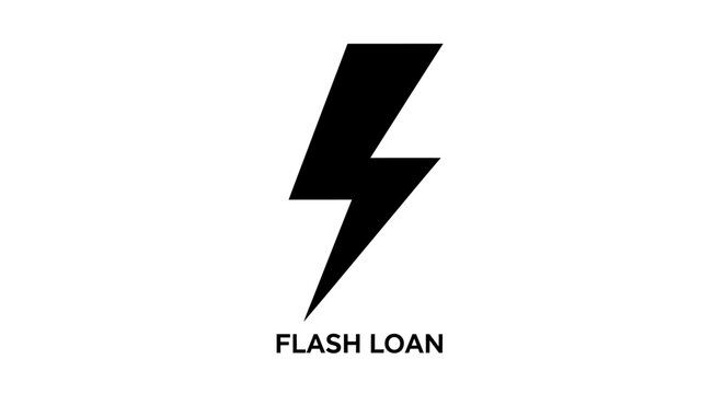 Black Lightning Bolt Flash Loan Symbol Icon on White Background