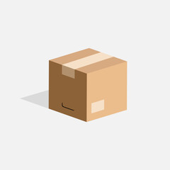 Fototapeta premium Modern delivery packed carton box vector illustration. Delivery box icon, parcel, package on isolated white background.