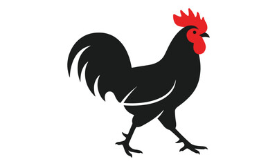 Black Rooster Vector Illustration Isolated on White Background © goesti